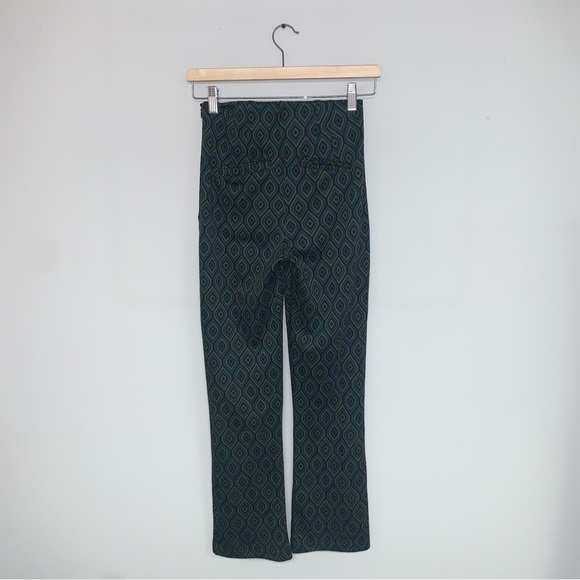 Free People Flare Pants Size 0 US Teal 70’s Inspired Retro  Pattern High Waisted - Picture 5 of 10